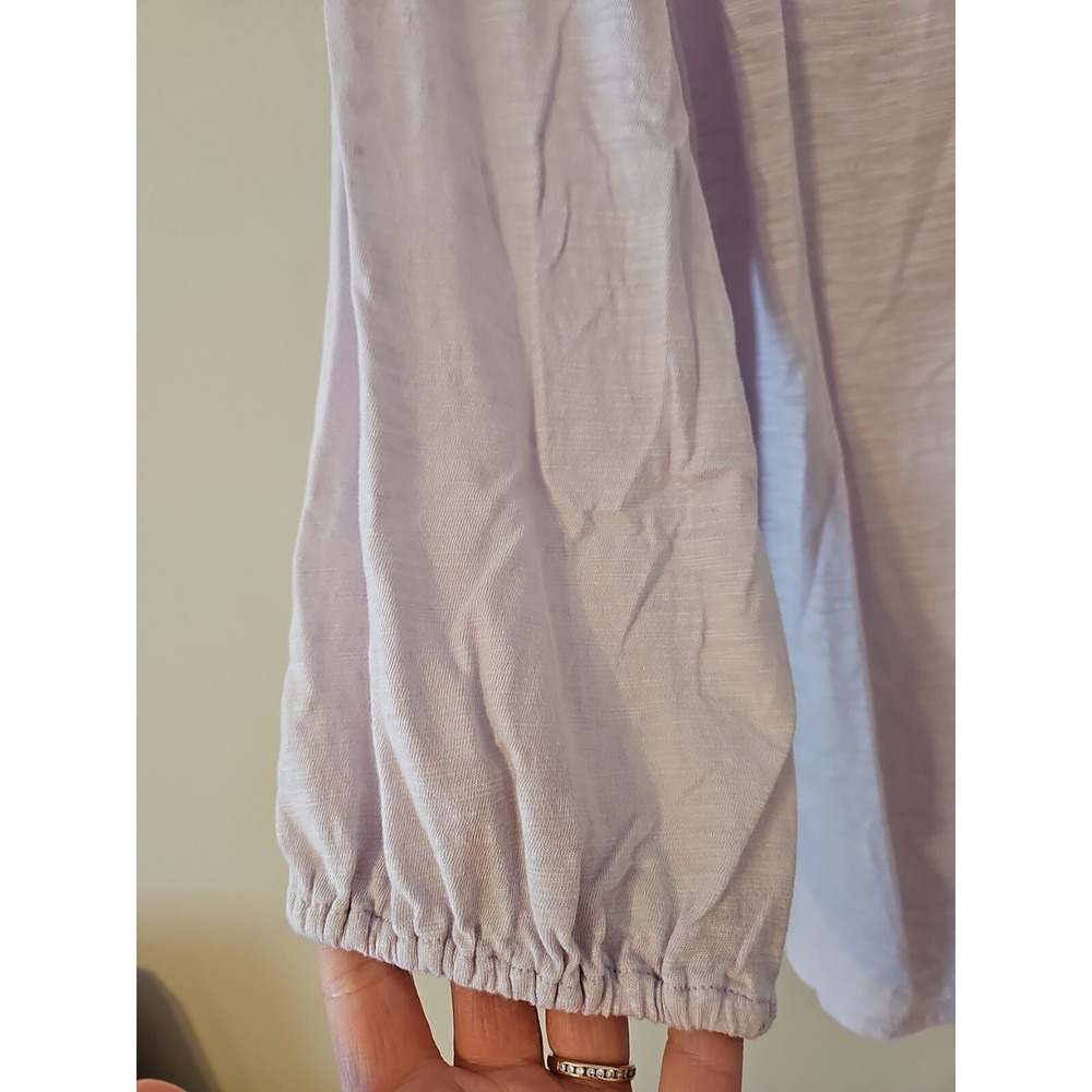 J Jill Blouse Women Small Heathered Light Lilac Gray Crochet Trim Modal Blend - Picture 6 of 15